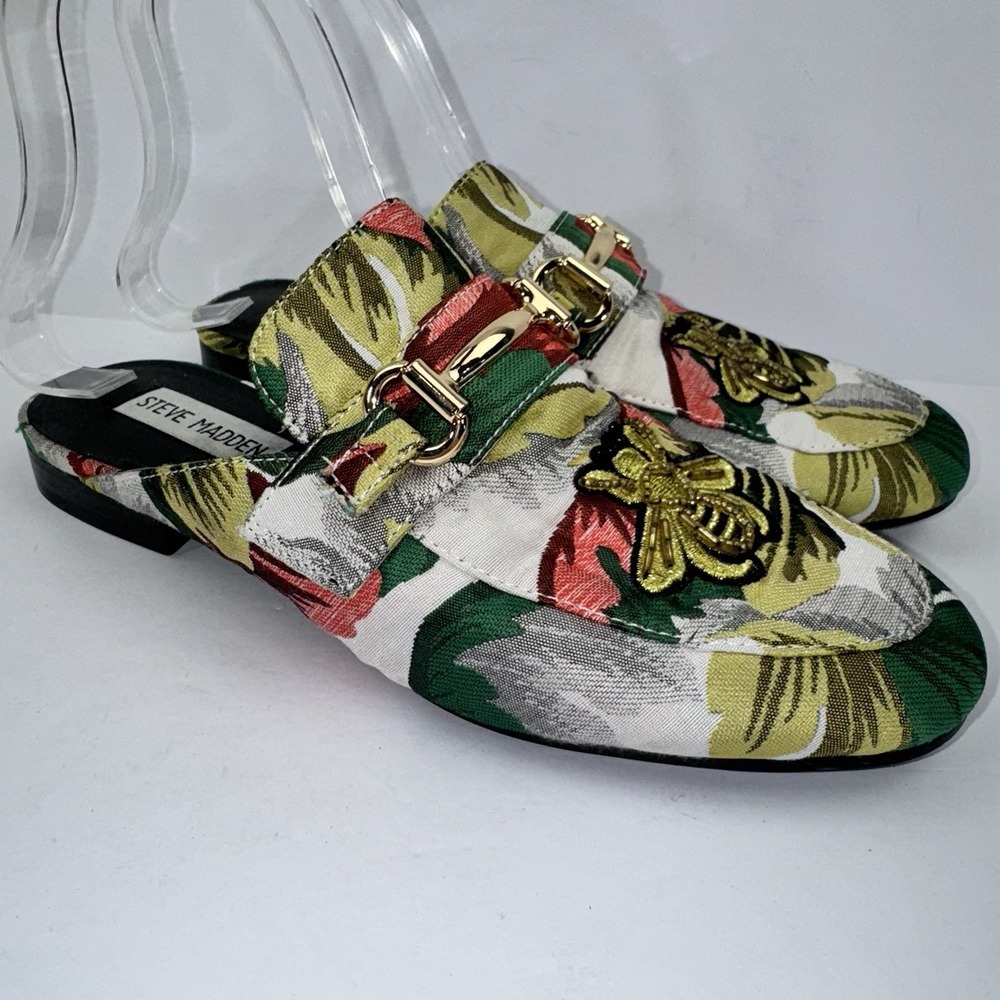 Steve Madden Kandi Queen Bee Floral Slip On Mules Women Size 6.5M